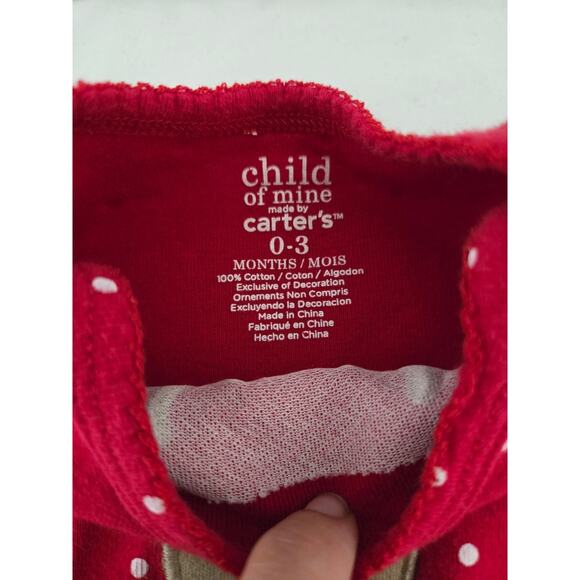 Child of mine by Carter's 0 to 3 months polka dot long sleeve one piece - Picture 4 of 4